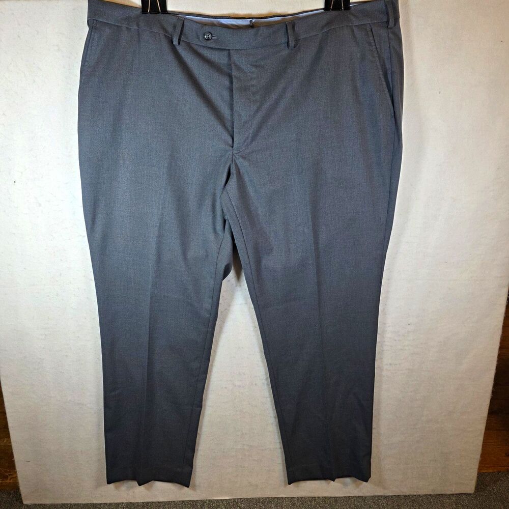 JV Reflex Stretch Gray Twill Flat Front Stretch Dress Pants 50W Big & Tall